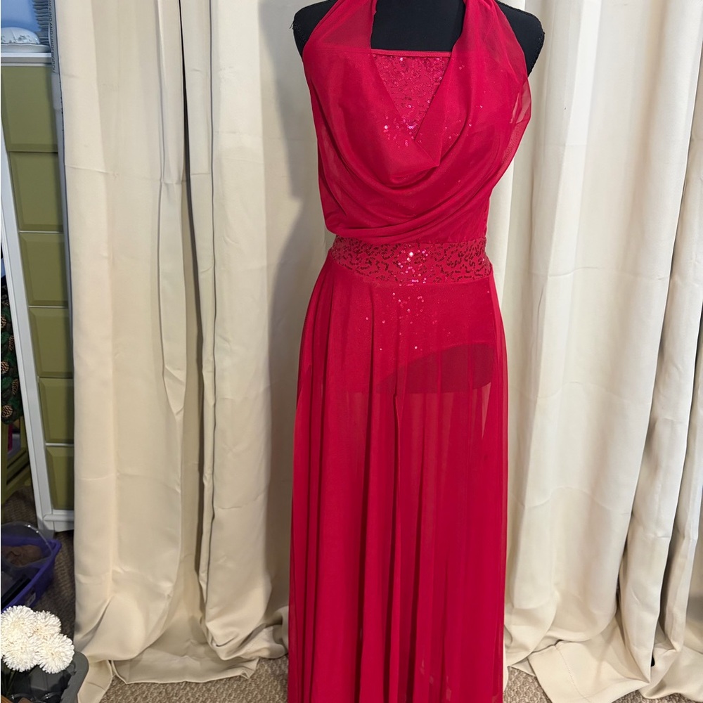 Elegant Red Halter Ballet Costume